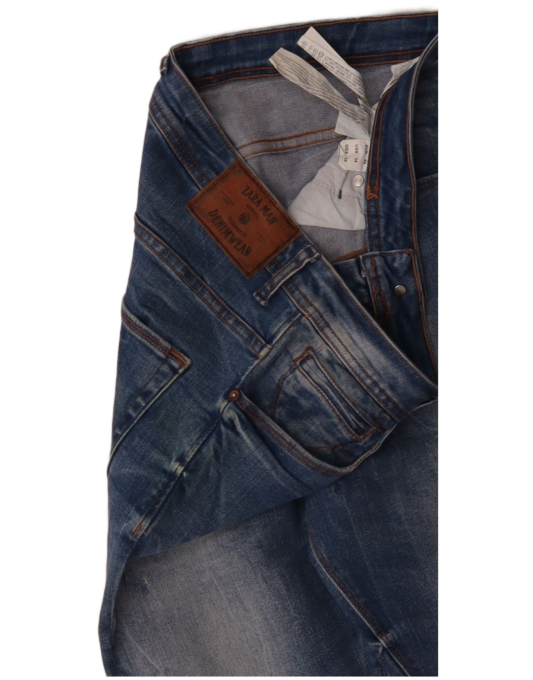 ZARA Slim Jeans til mænd EU 44 Large W34 L31 Blå Bomuld