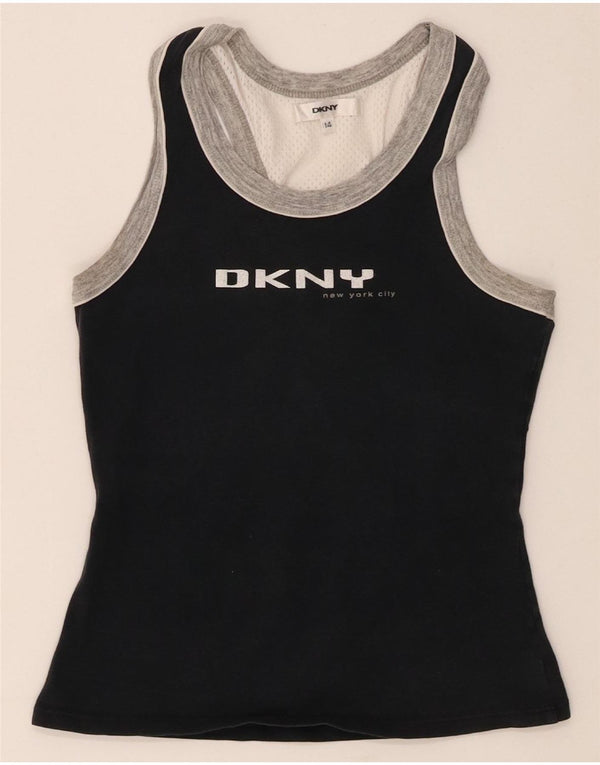 Dkny Pige Grafisk Vest Top 13-14 År Navy Blue Colourblock
