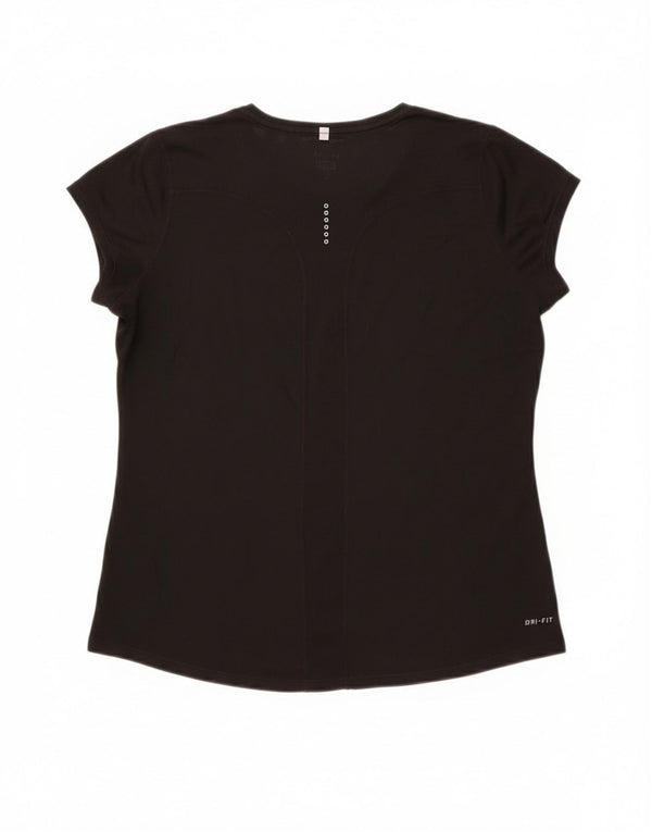Nike Womens Dri Fit T-Shirt Top UK 18 XL Black Polyester