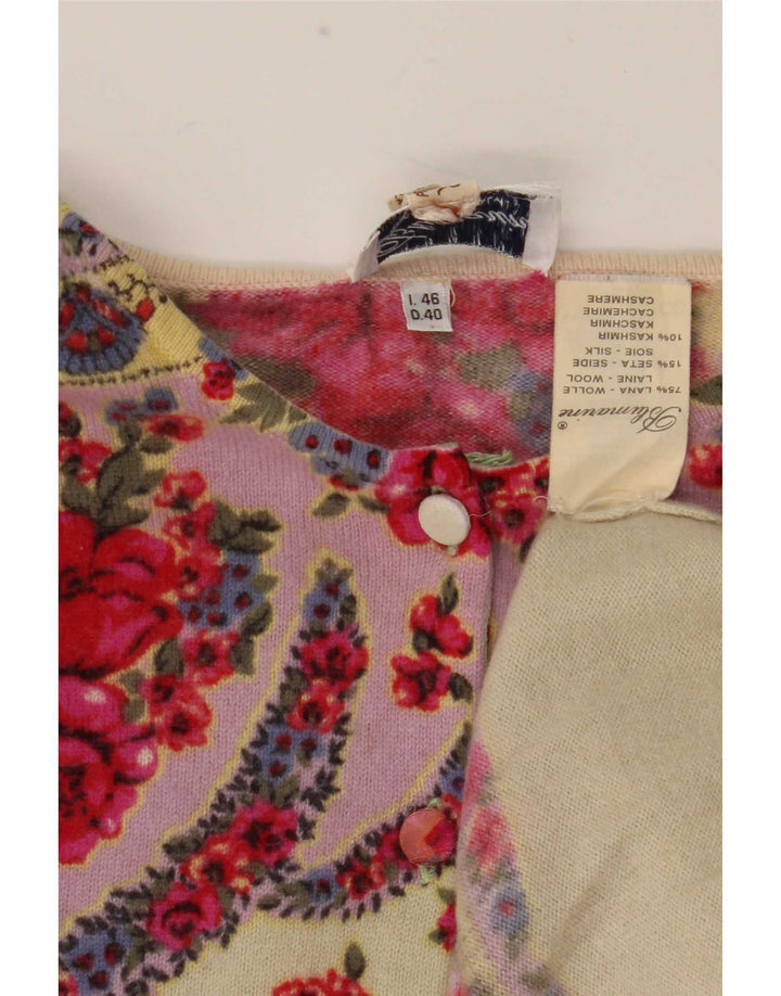 Blumarine dame cardigan sweater IT 46 Stor flerfarvet blomsteruld