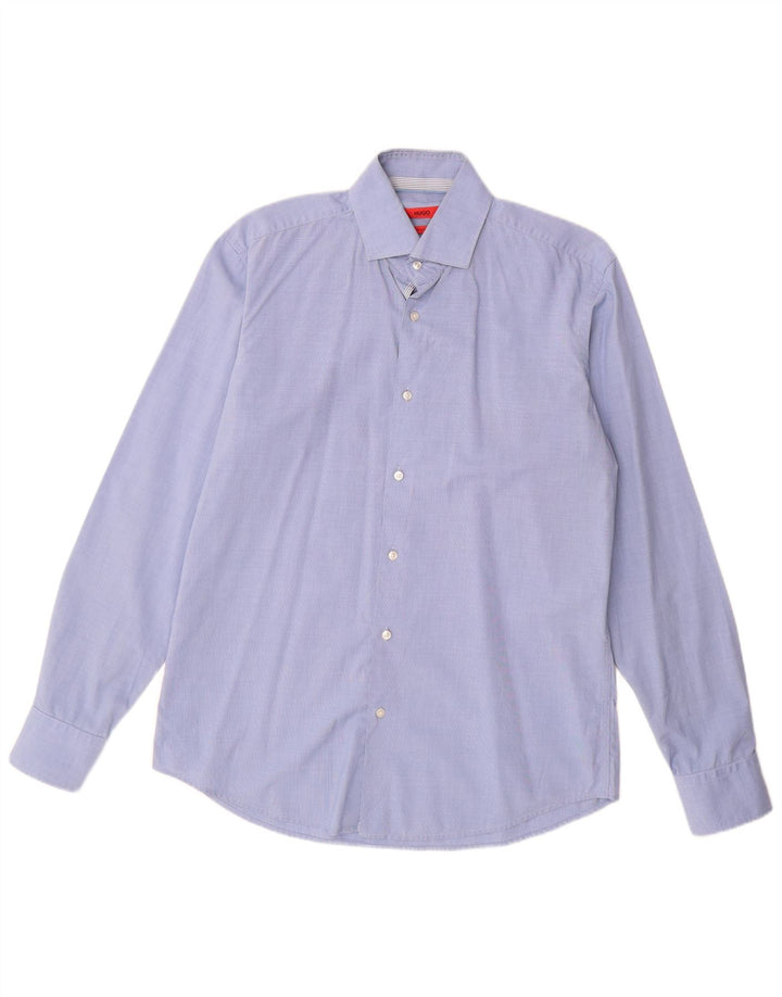 Hugo Boss Herre Regular Fit skjorte str. 39 15 1/2 Medium Blue Cotton