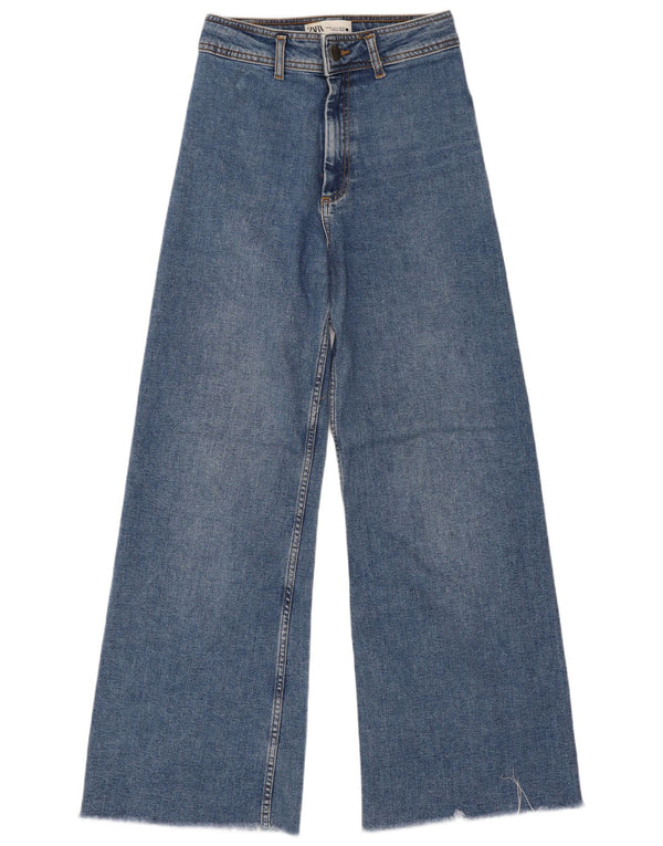 Zara Womens The Marine High Waist Straight Jeans EU 36 XS W26 L29 Blå