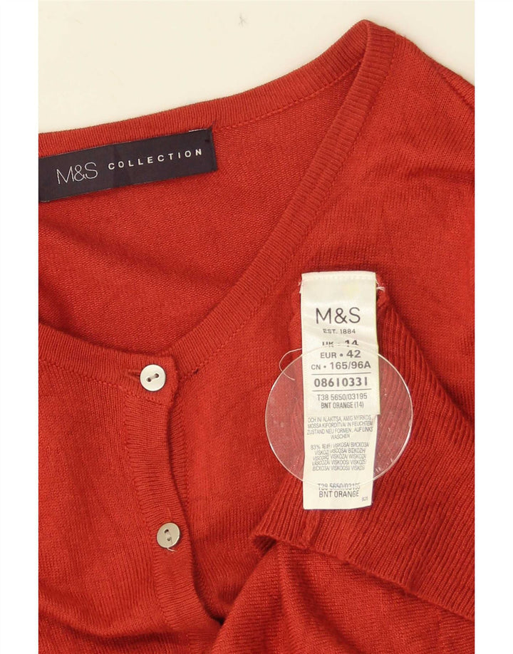 Marks & Spencer dame cardigan sweater UK 14 Medium Orange Viscose