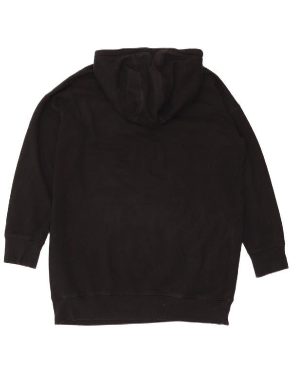 Dkny Womens Graphic Oversized Hoodie Jumper UK 16 Large Black Bomuld