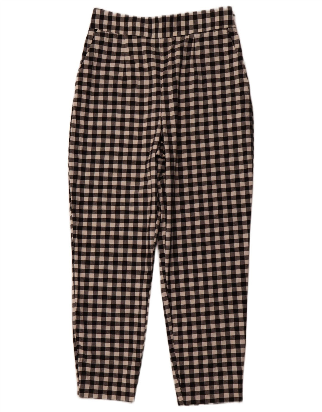 ZARA koniske chinobukser til kvinder Medium W28 L26 Sort Gingham Polyester