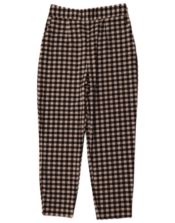 ZARA koniske chinobukser til kvinder Medium W28 L26 Sort Gingham Polyester