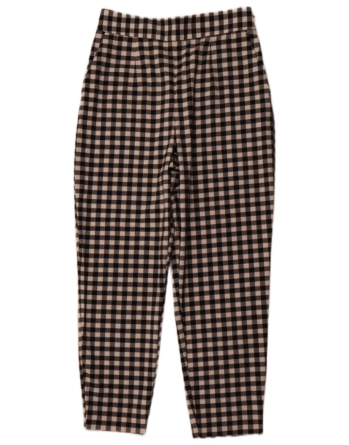 ZARA koniske chinobukser til kvinder Medium W28 L26 Sort Gingham Polyester