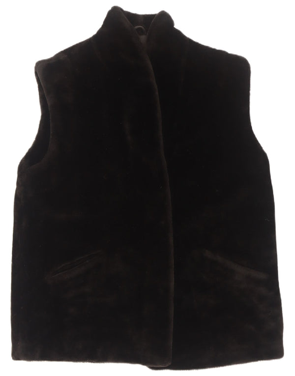 Easy Womens Oversized Faux Fur Gilet UK 16 Large Black Acryl