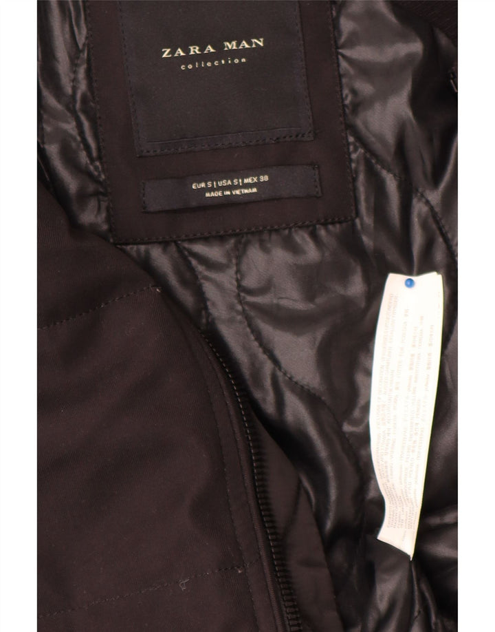 Zara Herre polstret jakke UK 36 Lille sort polyester