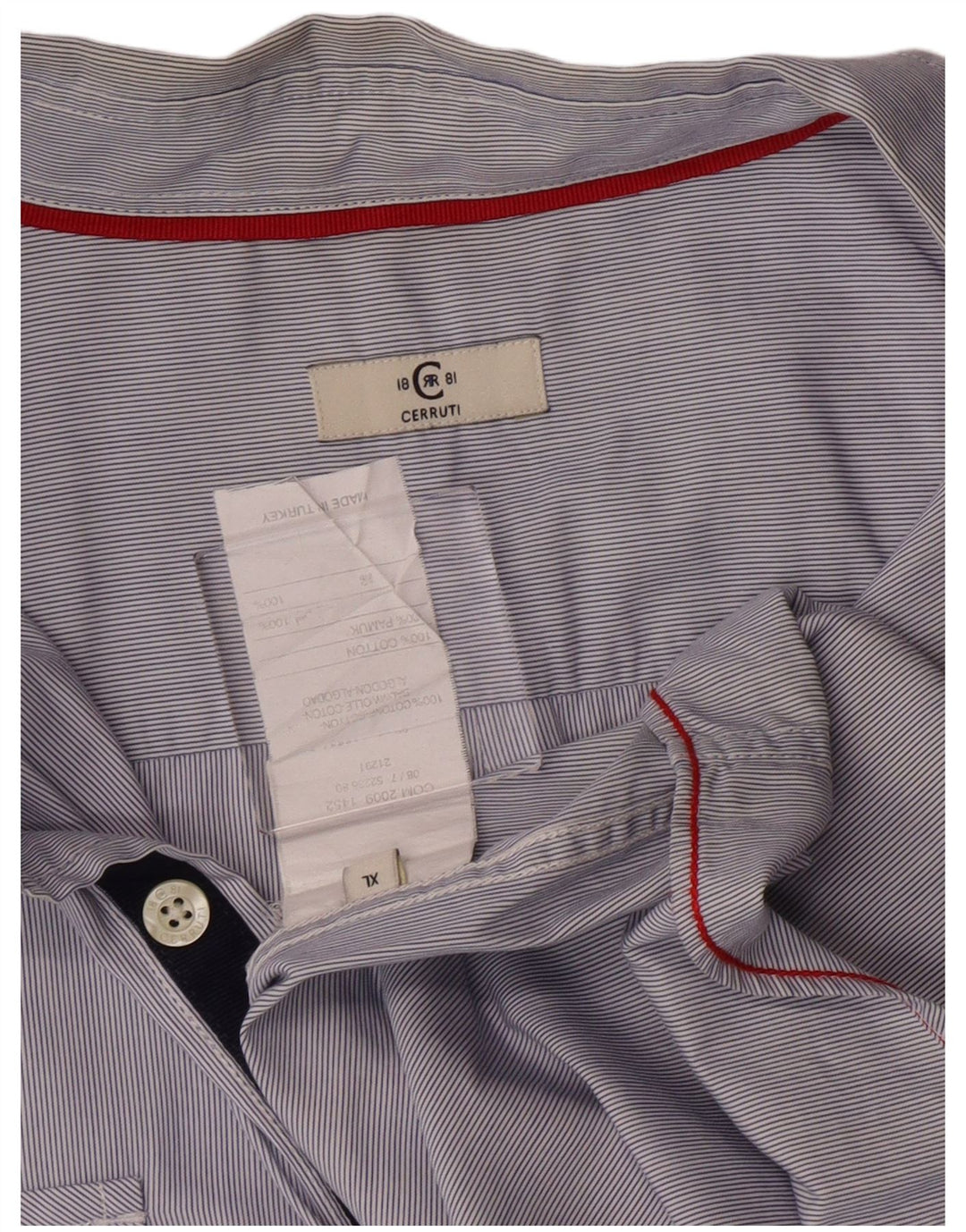 Cerruti 1881 herreskjorte XL blå nålestribet bomuld