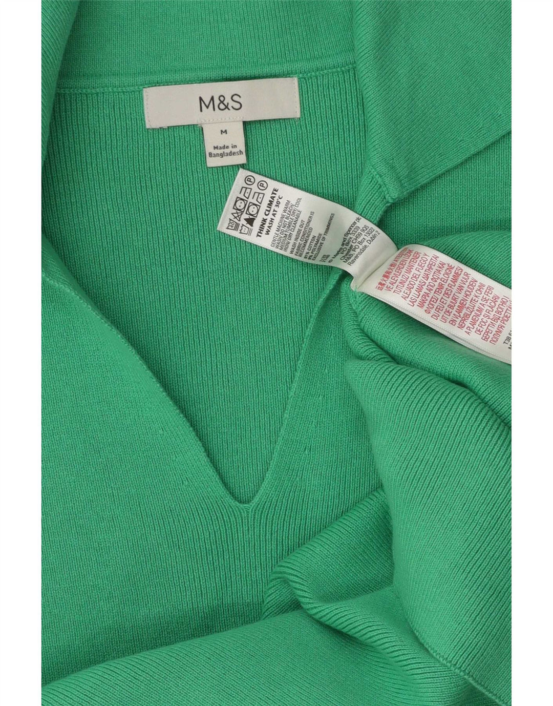 Marks & Spencer Dame Polo Shirt UK 12 Medium Green Bomuld