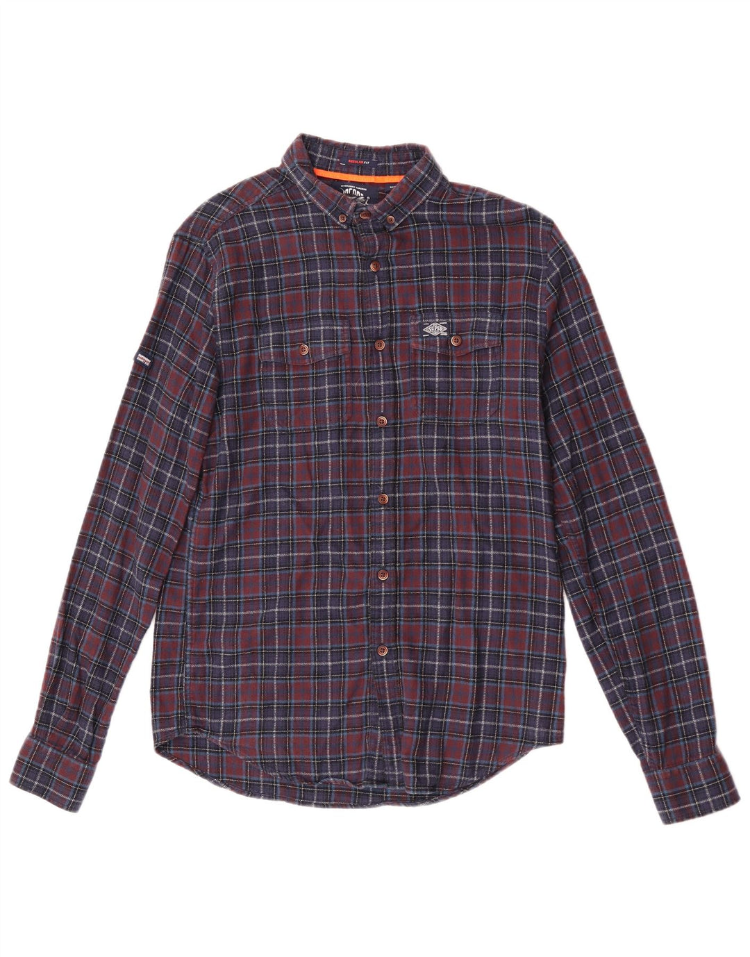 Superdry Herre Regular Fit Flanelskjorte Lille marineblå ternet bomuld