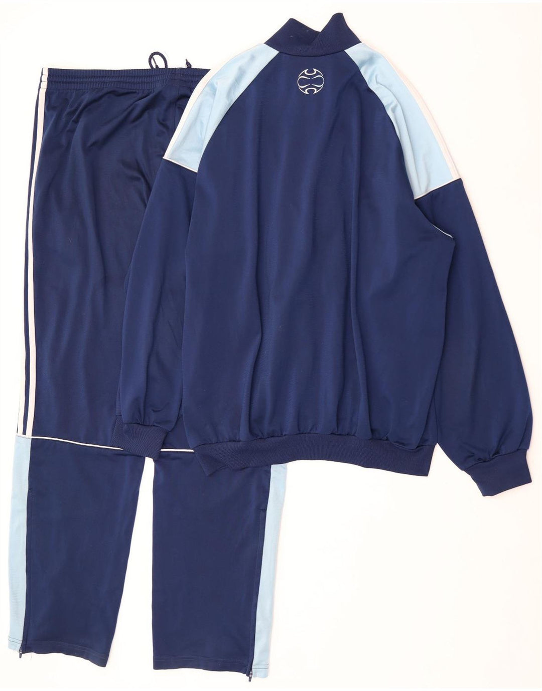 Adidas fuld træningsdragt til mænd UK 42/44 Large Navy Blue Colourblock Polyester