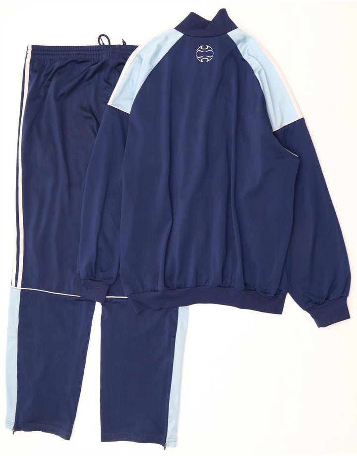 Adidas fuld træningsdragt til mænd UK 42/44 Large Navy Blue Colourblock Polyester