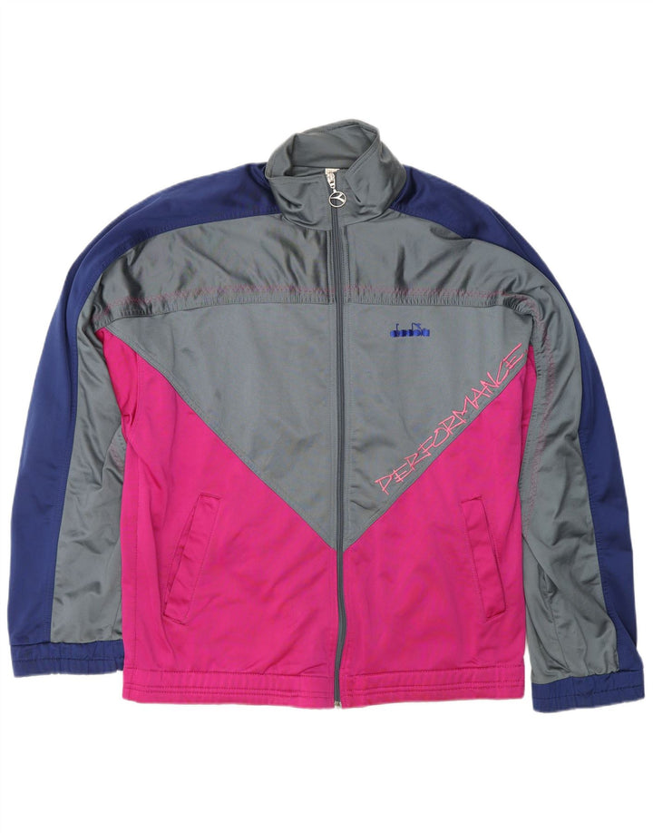 DIADORA Grafisk træningsdragt topjakke til mænd UK 42 Stor grå farveblok