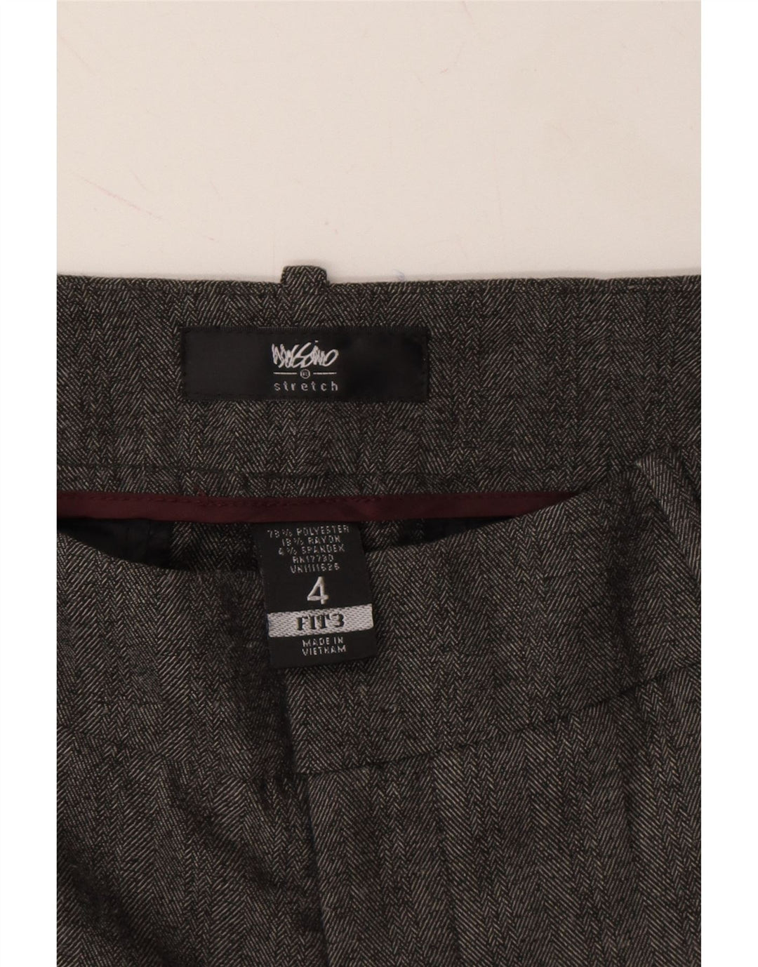 MOSSIMO Womens Casual Trousers US 4 Small W27 L30 Grey Herringbone Vintage Mossimo and Second-Hand Mossimo from Messina Hembry 