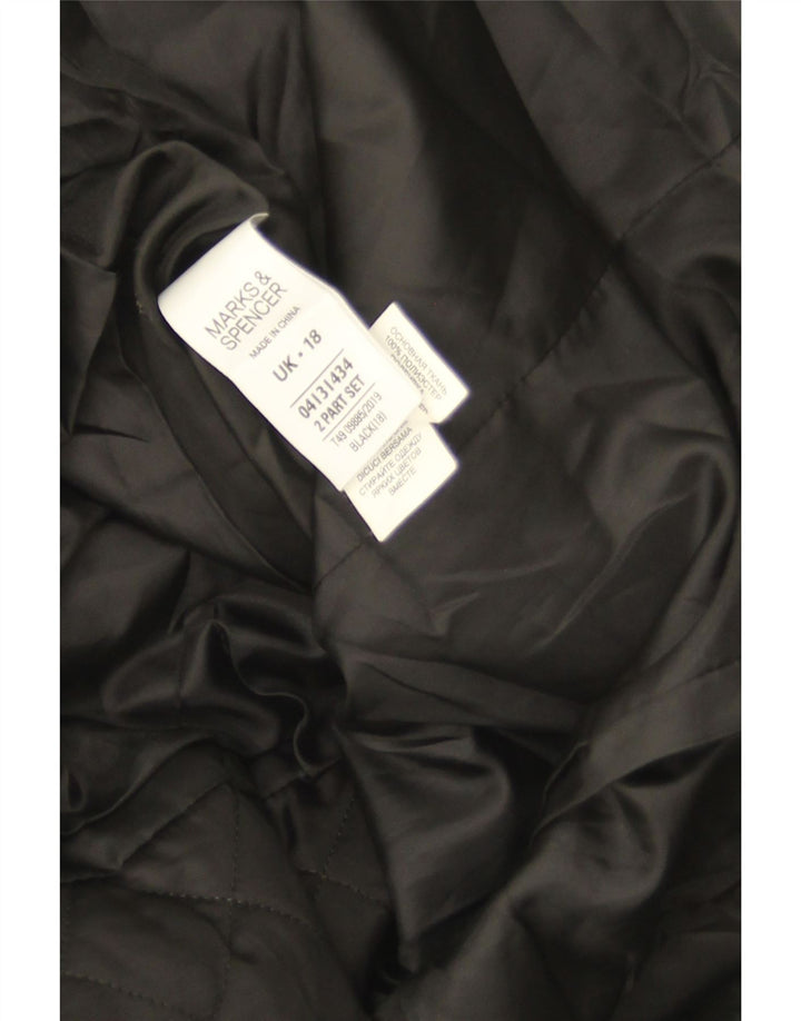 Marks & Spencer Quiltet overfrakke til kvinder UK 18 XL Sort Polyester