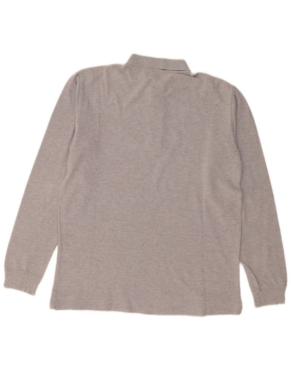 BENETTON Langærmet poloskjorte til mænd mellemgrå flækket