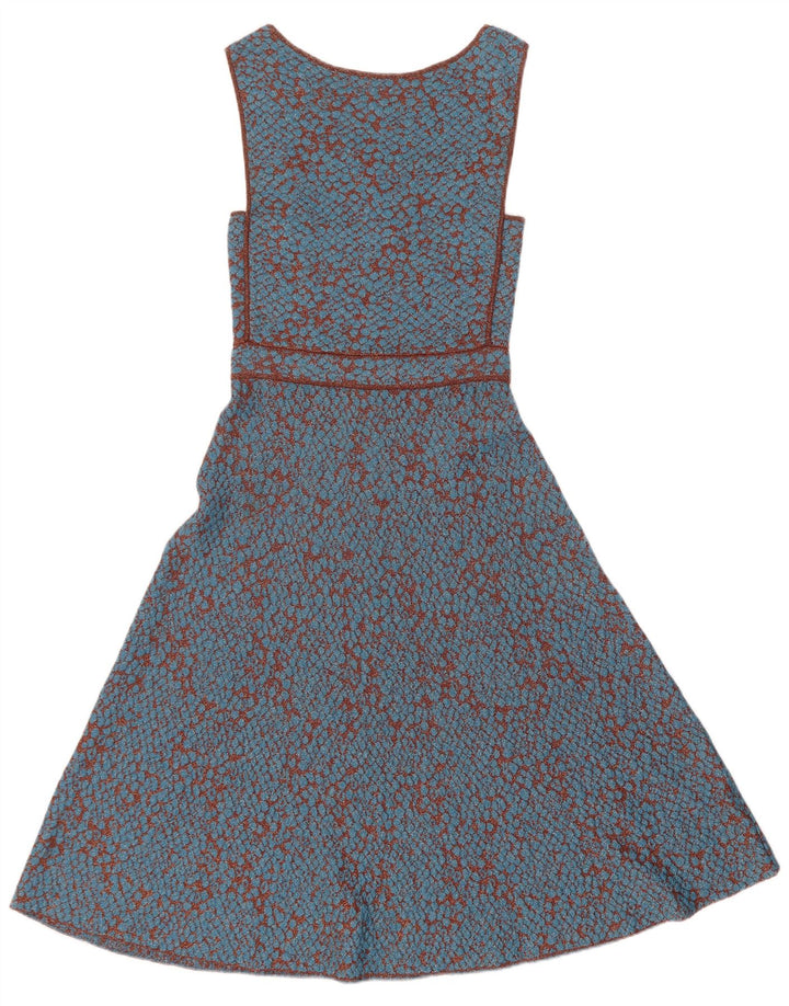 Missoni Dame Ærmeløs A-Line Kjole IT 42 Medium Blue Plettet Polyamid