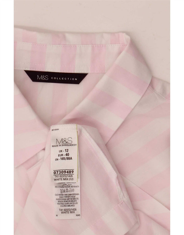 Marks & Spencer Kortærmet skjorte til kvinder UK 12 Medium Hvidstribet