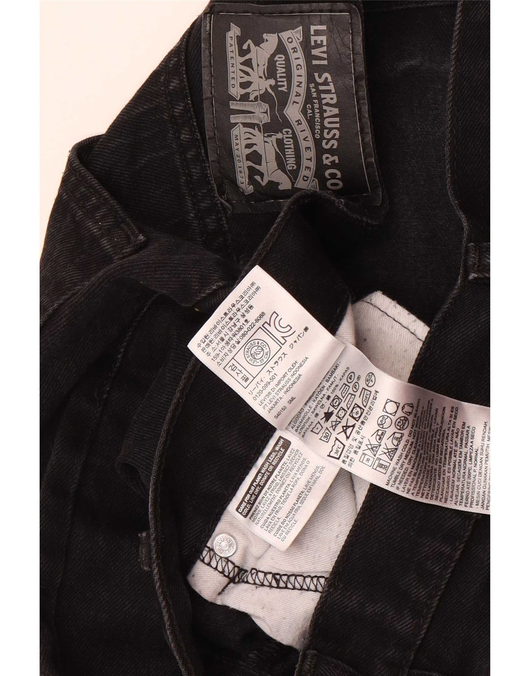 Levi's Straight Jeans til mænd W34 L34 Sort bomuld