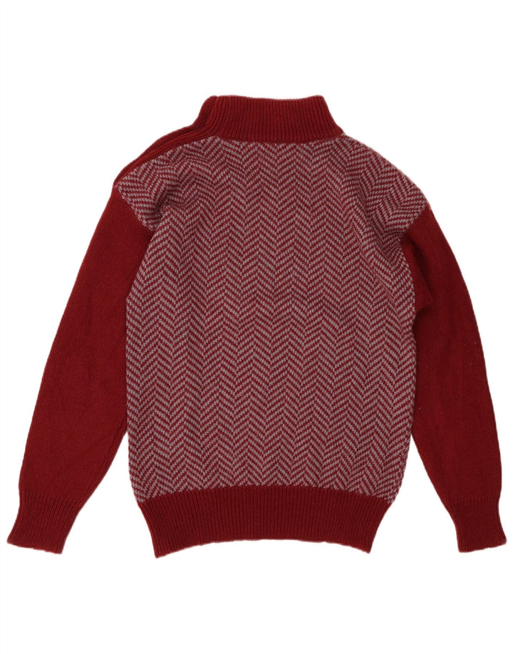 Vintage Womens Button Neck Jumper Sweater UK 12 Medium Red Acryl