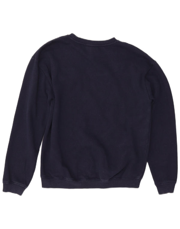 ELLESSE Grafisk Sweatshirt Jumper UK 12 Medium Marineblå Bomuld