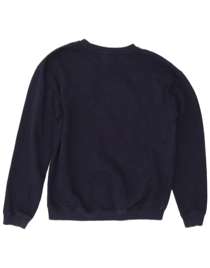 ELLESSE Grafisk Sweatshirt Jumper UK 12 Medium Marineblå Bomuld