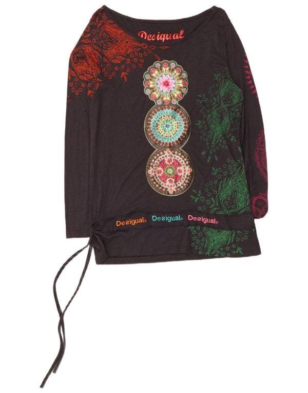Desigual Dame Grafisk Top Langærmet UK 12 Medium Black Floral