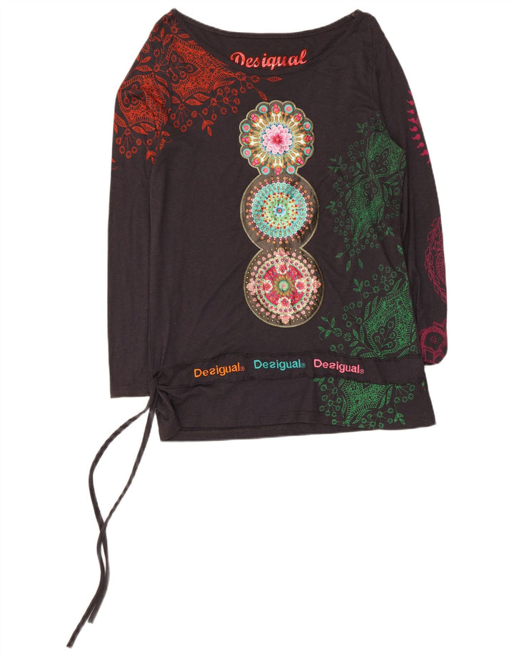 Desigual Dame Grafisk Top Langærmet UK 12 Medium Black Floral