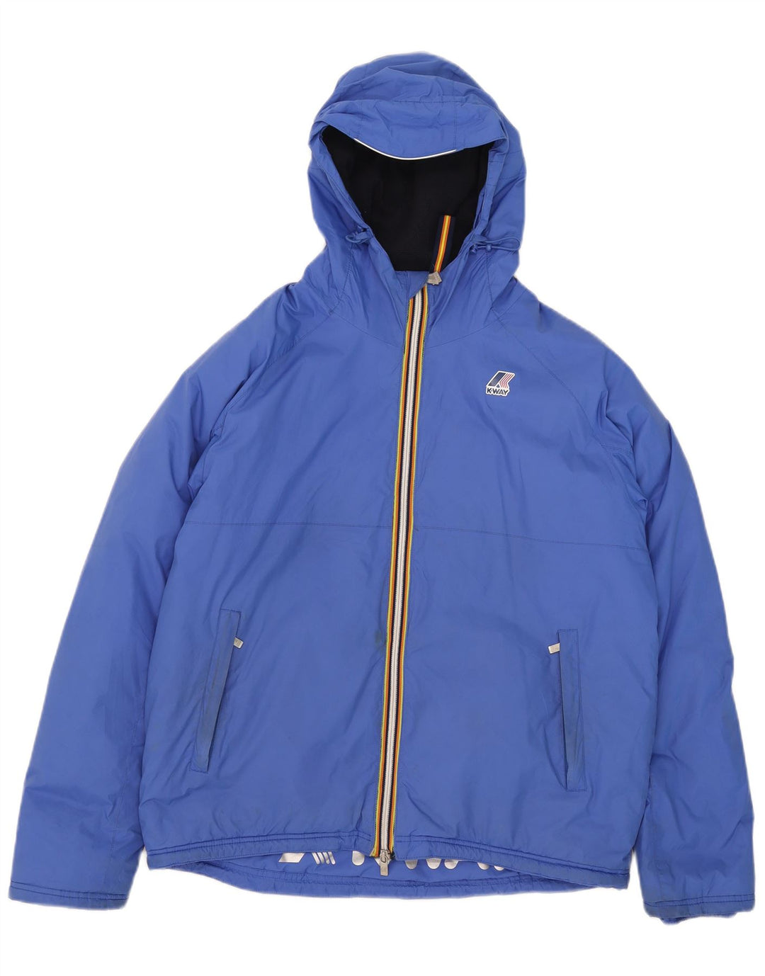 K-Way Herre Hooded Windbreaker Jacket UK 40 Large Blue Polyamide