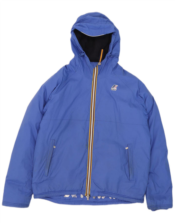 K-Way Herre Hooded Windbreaker Jacket UK 40 Large Blue Polyamide