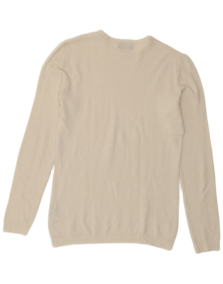 Zara Herre Crew Neck Jumper Sweater Medium Hvid Akryl