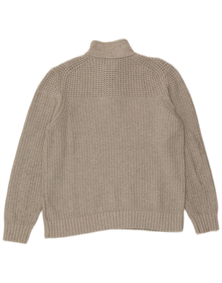 Ted Baker Herre Button Neck Jumper Sweater Størrelse 4 Stor Grå Bomuld