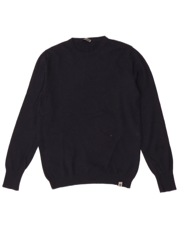 Belstaff Dame Jumper Sweater UK 10 Small Navy Blue Virgin Wool