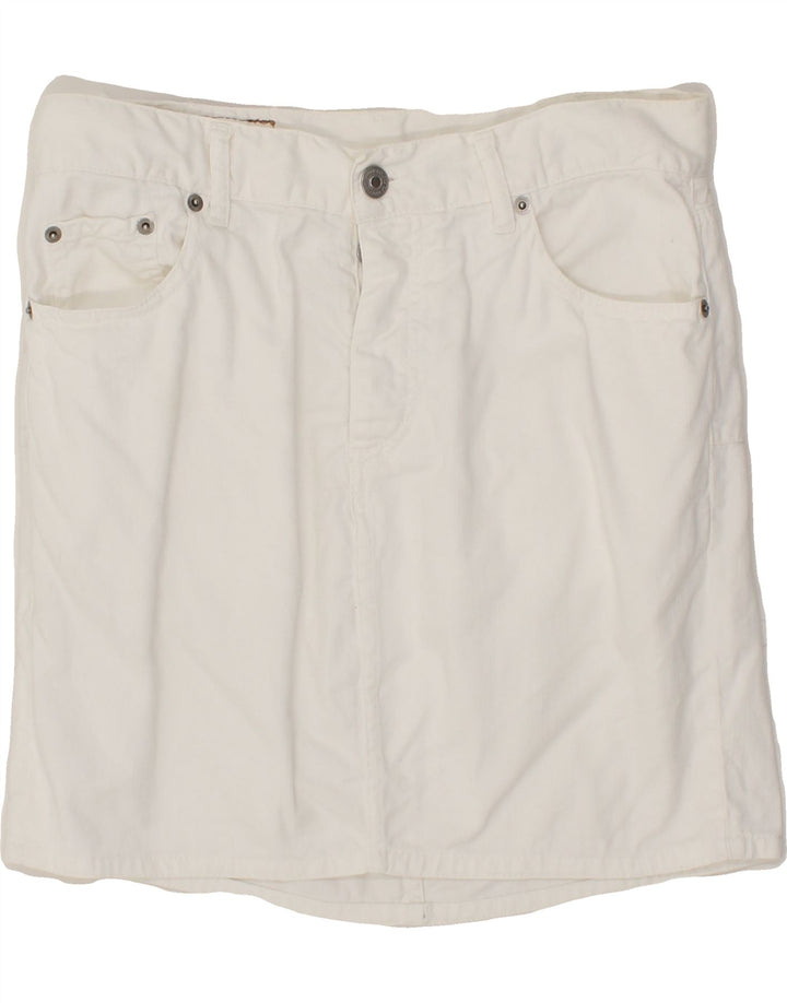 BENETTON Womens Straight Skirt W30 Medium White Cotton Vintage Benetton and Second-Hand Benetton from Messina Hembry 