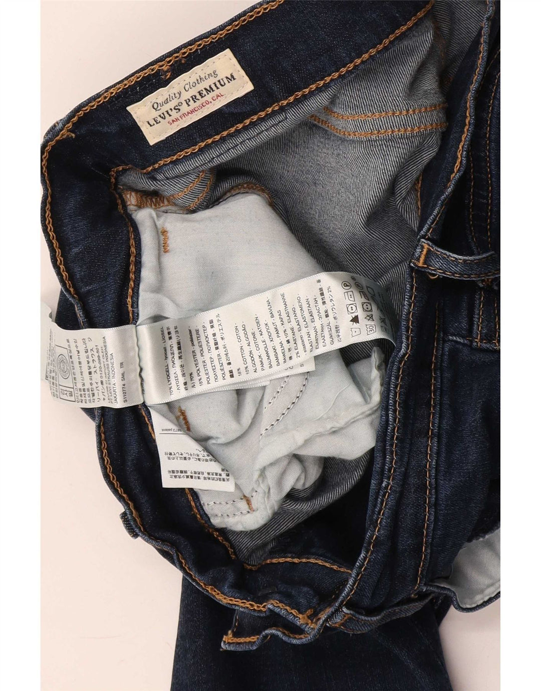 Levi's Dame 724 Højtaljede lige jeans W30 L32 Marineblå Lyocell