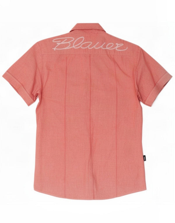 Blauer Herre grafisk kortærmet skjorte Large Pink Cotton