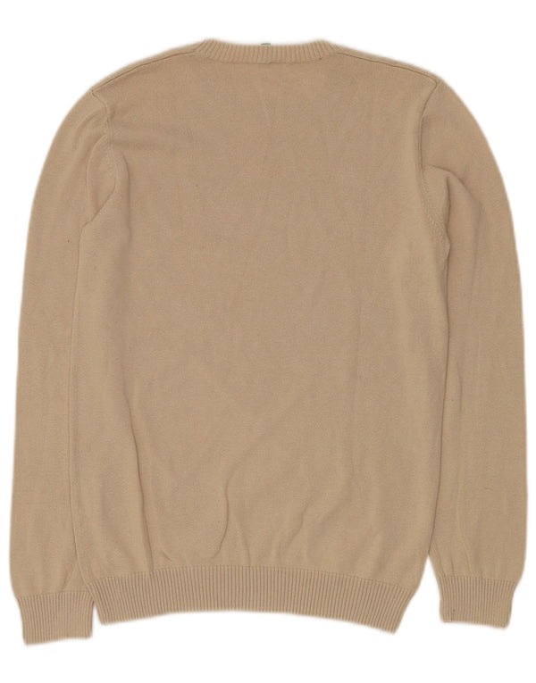 BENETTON drenge sweater med rund hals 11-12 år 2XL beige bomuld