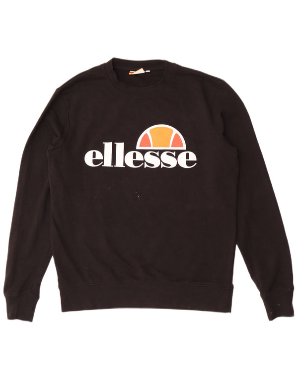 Ellesse Mens Graphic Sweatshirt Jumper Small Black Cotton