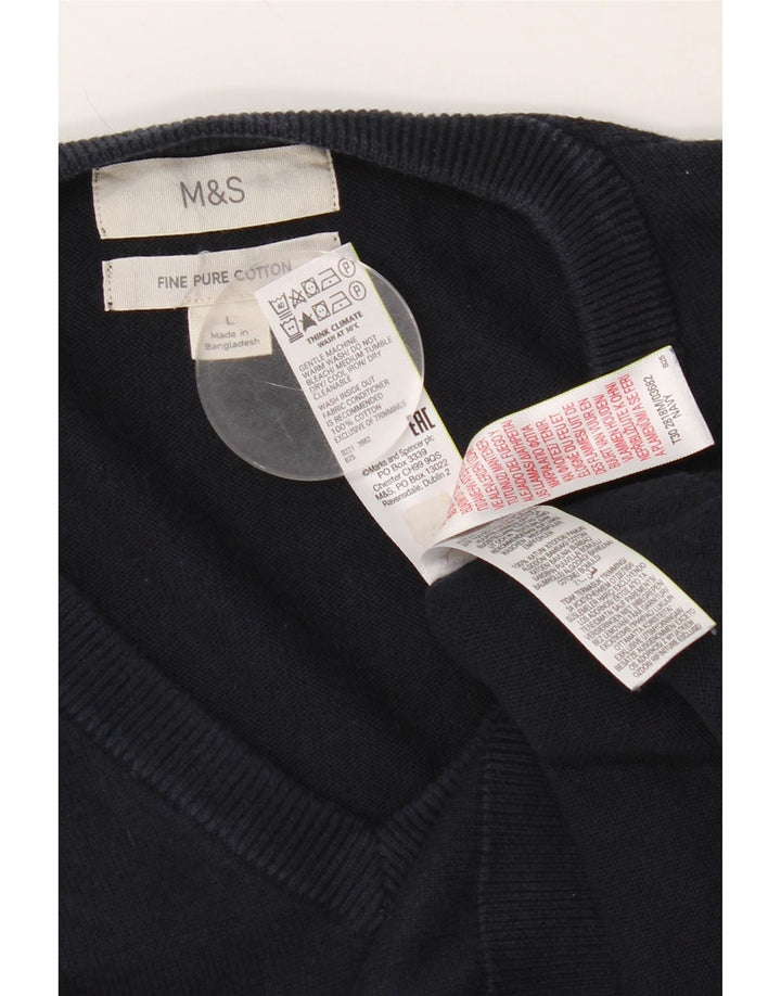 Marks & Spencer Herre V-hals sweater Stor marineblå bomuld