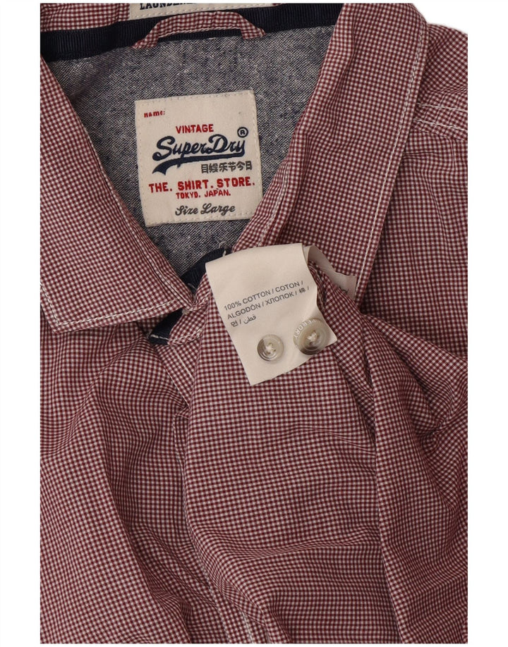 SUPERDRY Herreskjorte Stor rød Gingham Bomuld