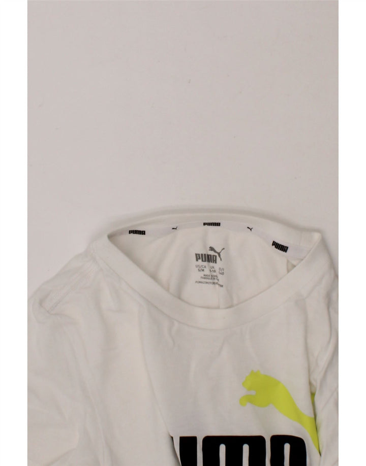 PUMA Boys Graphic T-Shirt Top 9-10 Years White Cotton Vintage Puma and Second-Hand Puma from Messina Hembry 