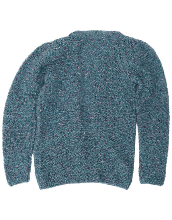 Vintage Womens Open Cardigan Sweater UK 12 Medium Blue Flecked