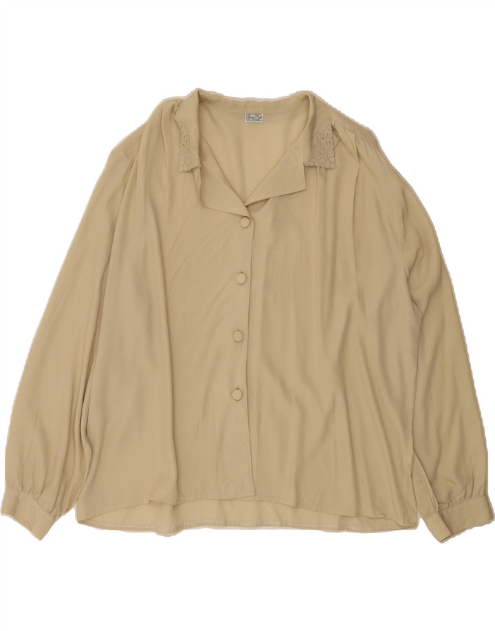 VINTAGE Womens Shirt Blouse UK 20 2XL Beige Polyester Vintage Vintage and Second-Hand Vintage from Messina Hembry 