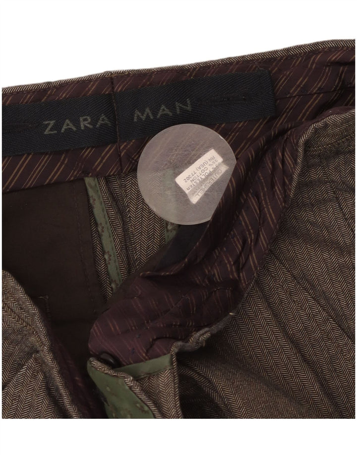 Zara Straight Suit Bukser til mænd W36 L31 Grå sildebensbomuld