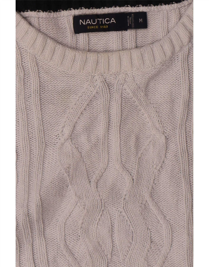 Nautica Herre Boat Neck Jumper Sweater Medium White Bomuld