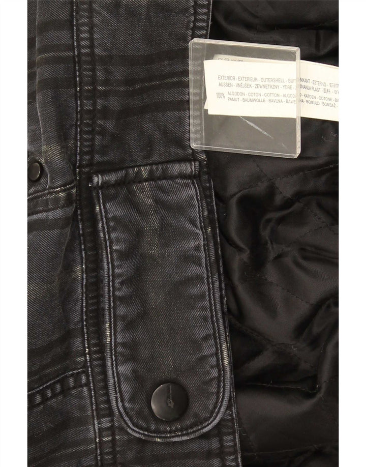 Zara Herre Militær Denim Jakke UK 40 Large Grå Bomuld