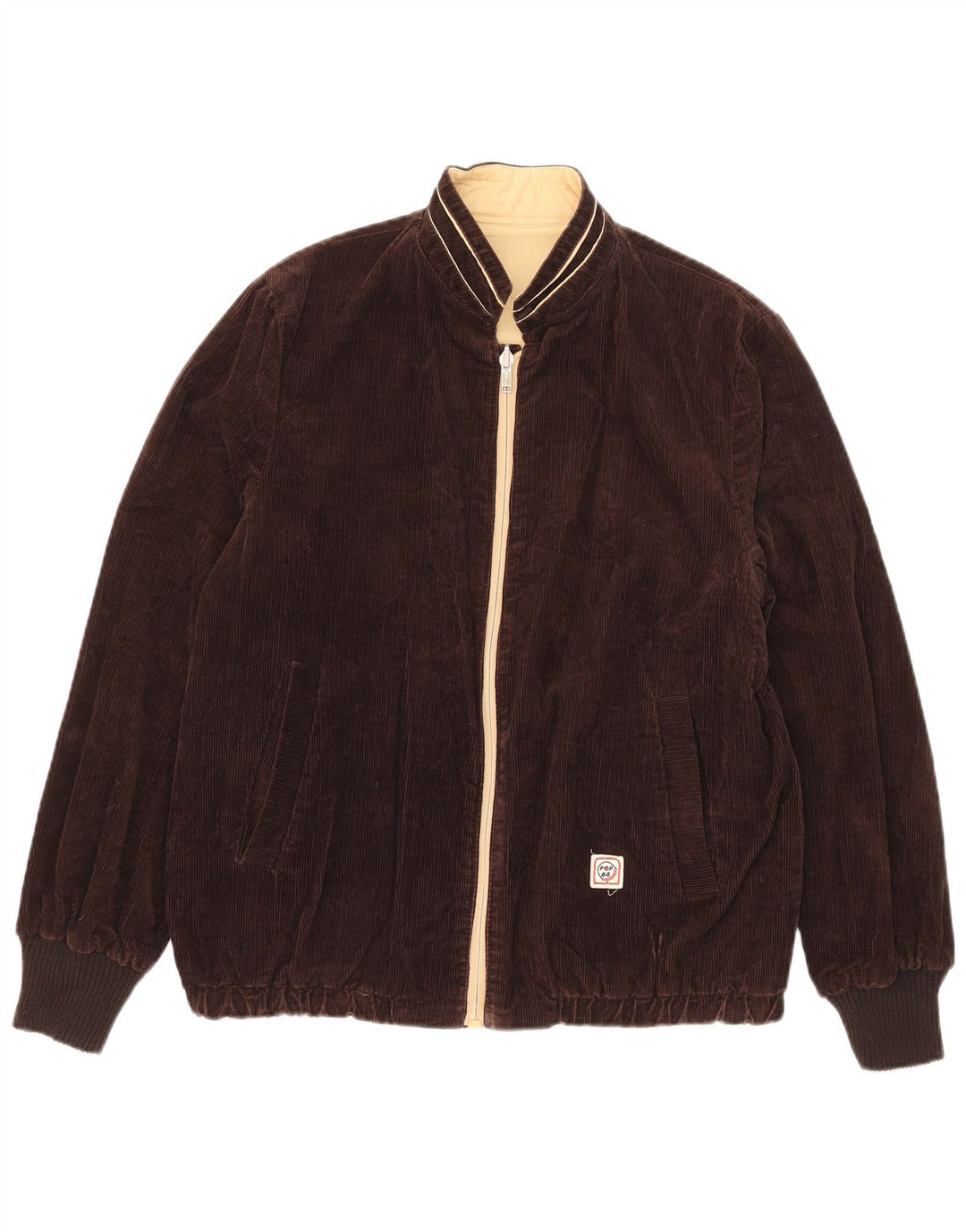 POP 84 Herre Vendbar Corduroy-jakke UK 36 Lille Brun