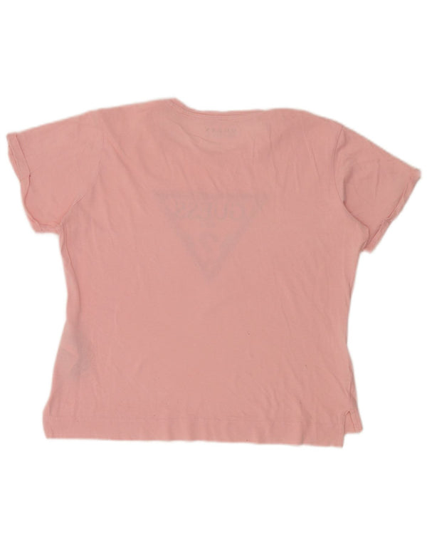 Guess Kvinder Oversized grafisk T-shirt Top UK 8 Small Pink Bomuld